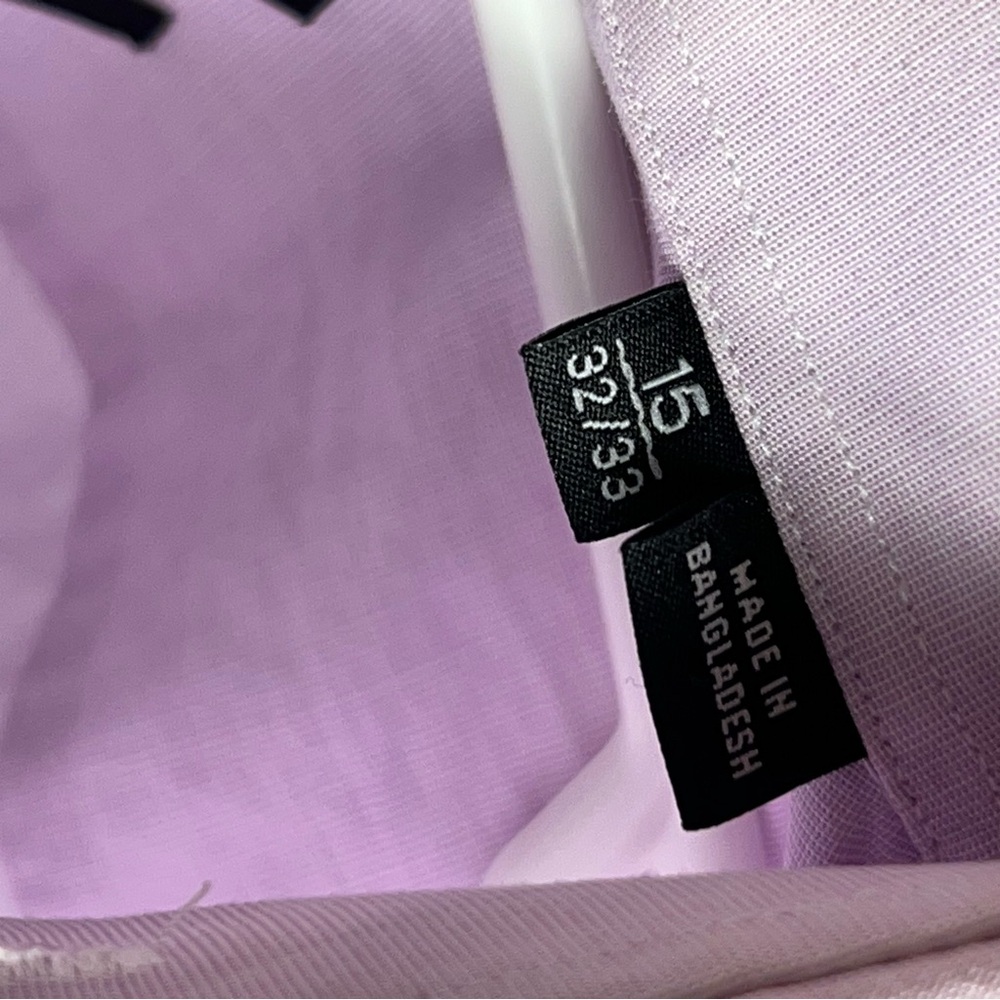 Boss Hugo boss sharp fit lavender long sleeves button down dress shirt size 15 - Picture 9 of 10